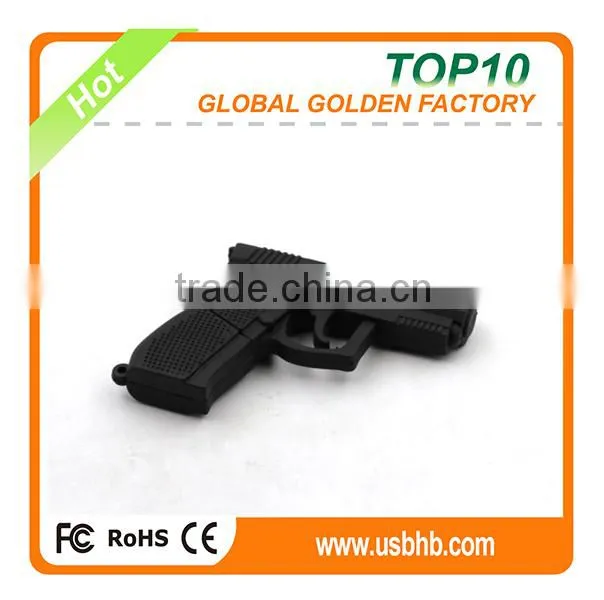 Factory price unique PVC pistol handgun 32gb 2.0-3.0 usb pendrive