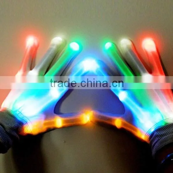 2016 Glow in the dark white led gloves for concert,light gloves led