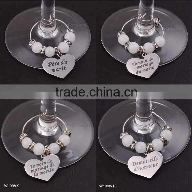 Wedding DIY Decorations French Luxurious Events Table Decorative Crafts Party Supplies Wine Glass Charms