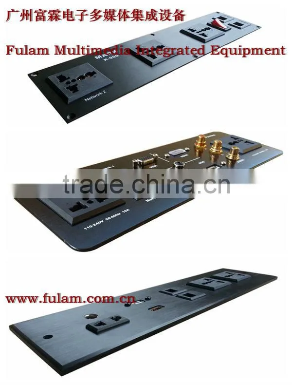 Aluminum Multimedia wall oulet connector with XLR Neuitrk NET AV USB