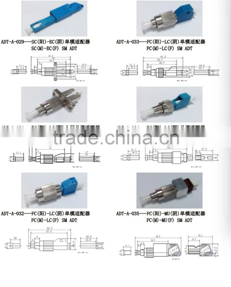 Manufacturer MM 50/125 LC Duplex Male FC Duplex Female Fiber Optic Adapter