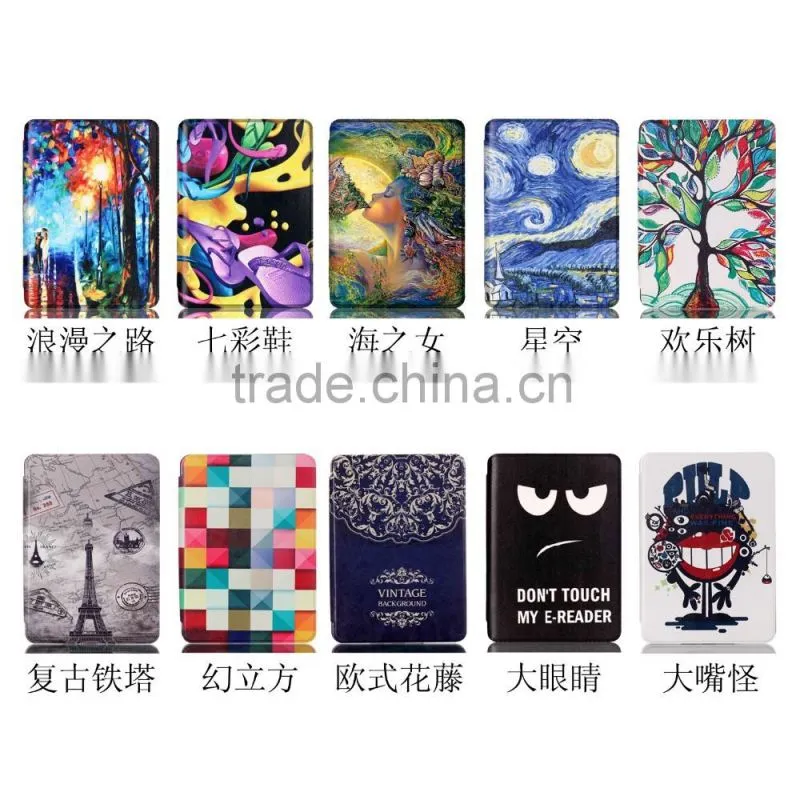 Flip Custom Design Leather Tablet Case OEM 6 inch Leather Case for e-Reader New Kindle 2016 8 Generation