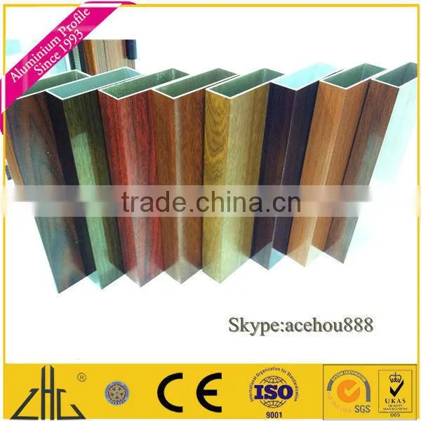WOW!!!powder coated wood finish window and door aluminum profile,decoration,fence,wooden grain color samples 2013 hot sale