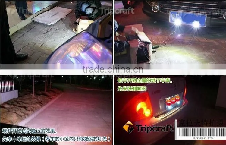 Pair 3W High Power LED Larger Lens Ultra-thin car led Eagle Eye Tail light Backup Rear Lamp White Color