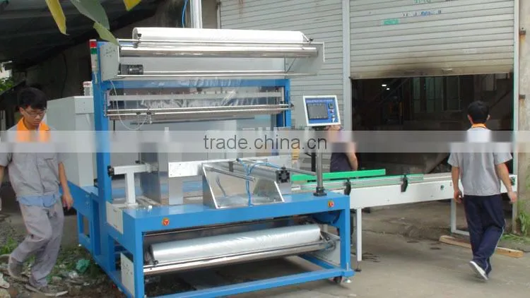 Hongzhan SM6030 automatic beverage cans bottles tray sleeve and shrink packing machine for POF film