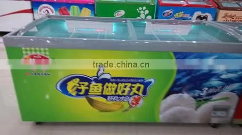 Doule Door Curved Glass Chest Freezer for Ice Cream