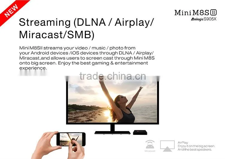 New Model Mini M8S II Android6.0 Marshmallow TV Box Amlogic S905X Quad Core 2GB/8GB Android TV Box