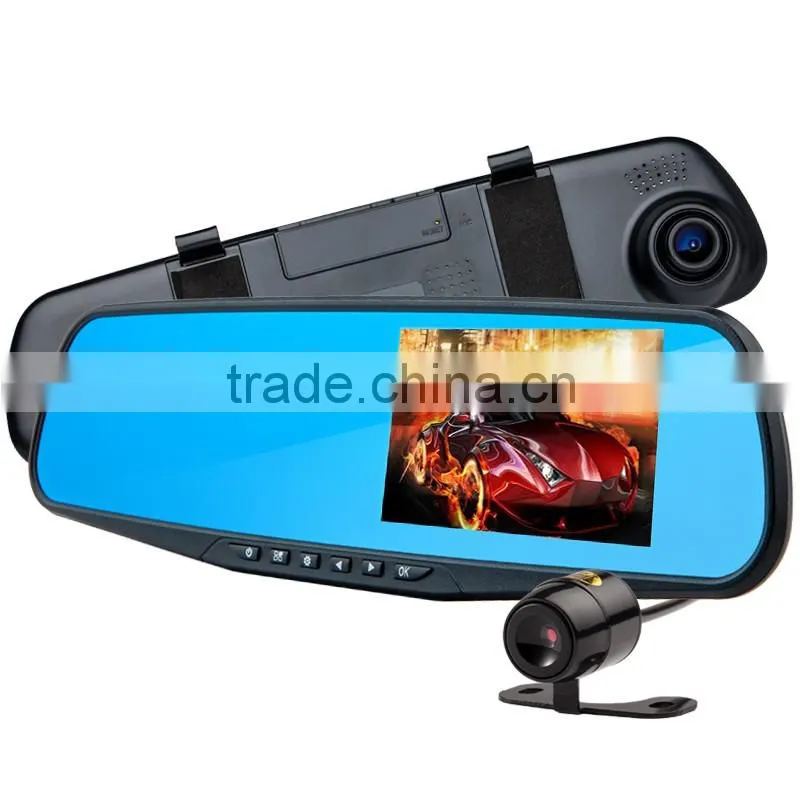 2016 New design FHD 1080P Dual cam car Night Vision rearview mirror dashboard camera best hidden cameras for cars