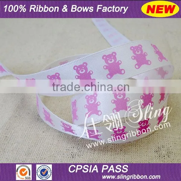 Wholesale 15mm Teddy Bear Printed Satin Ribbon
