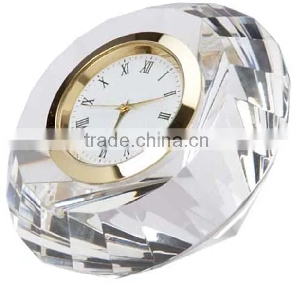 2016 Best office decoration k9 material crystal clock