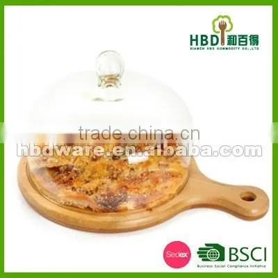 Hot selling bamboo cheese board with plastic dome