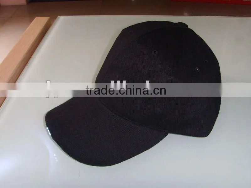 100% cotton twill LED cap with logo,led light baseball cap