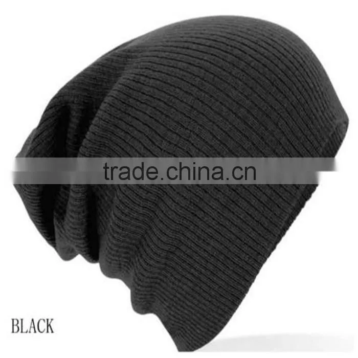 High quality promotional custom winter warm beanie plain color knitted hat