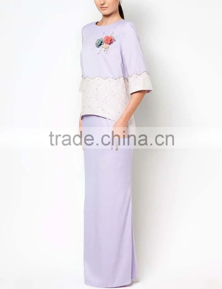 High quality appliqued beaded hot girls summer muslim dress