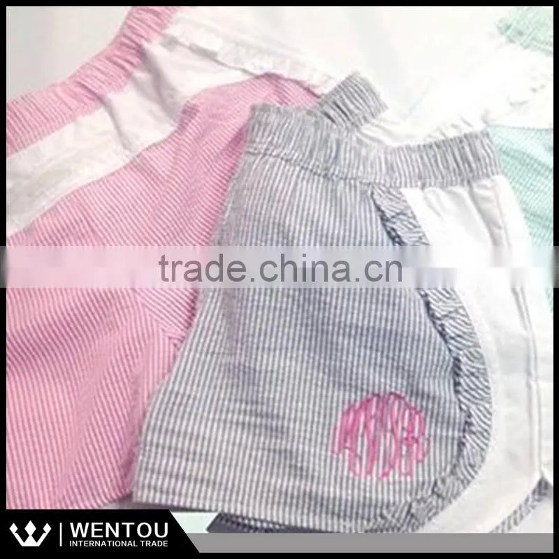 Monogrammed Dixie Duke Seersucker Ruffle Shorts