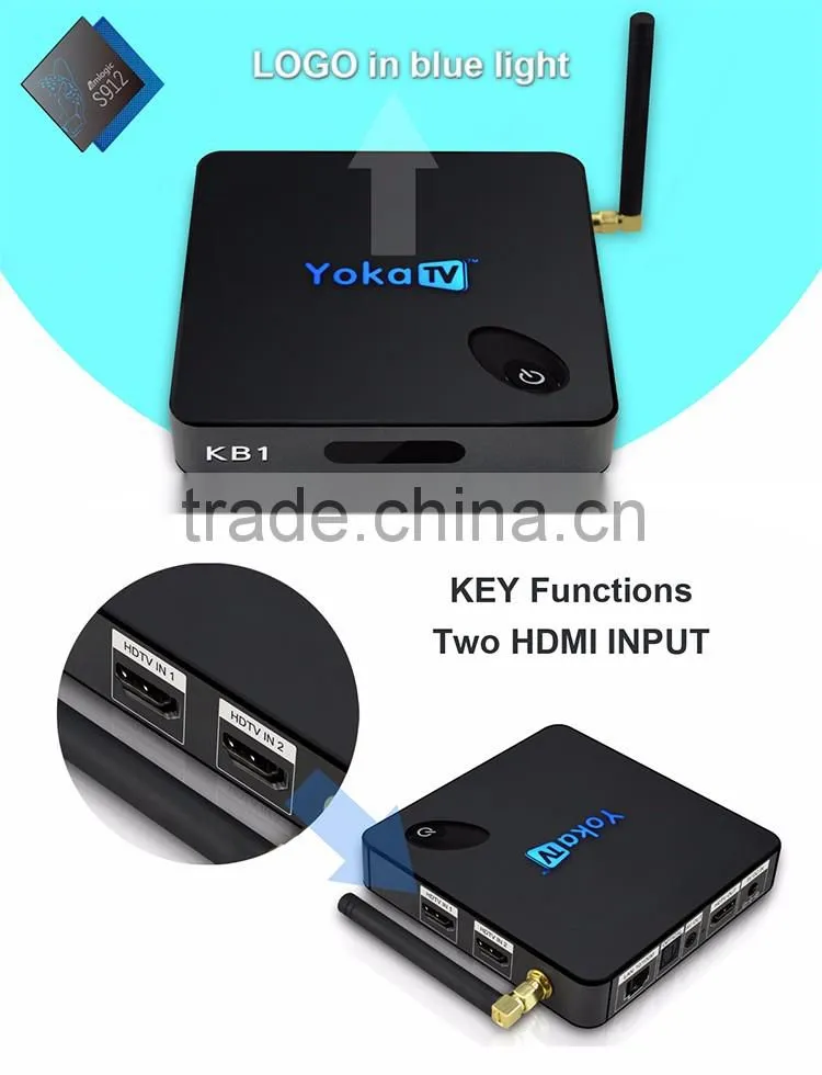 Yoka TV dual frequency wifi S905X quad core CPU penta core gpu on the top box