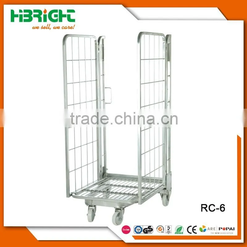 Hot sale nestable 2 sides roll container metal with low price