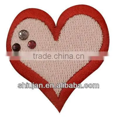 rhinestone beaded embroidered heart patch