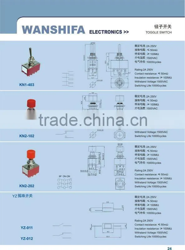 KN1-303 off on on toggle switch