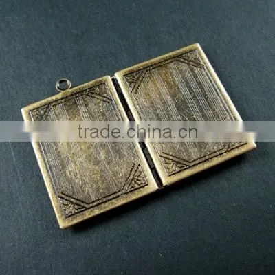 27x35mm big brass bronze vintage antique square book photo locket 1191027