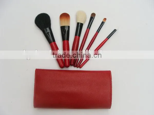 Red Wholesale 6pcs Face use makeup brush set Dongguan manufacturer