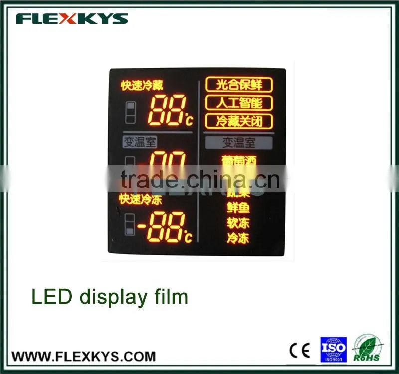 LED display module decor foil for refrigerator to display light
