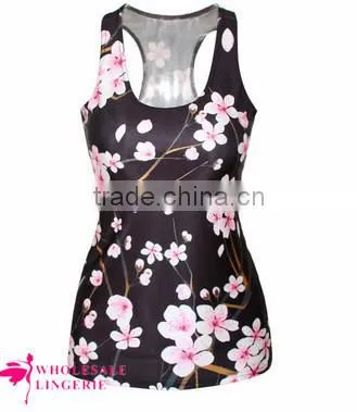 wholesale stringer tank top wholesale print flower Tank Top women