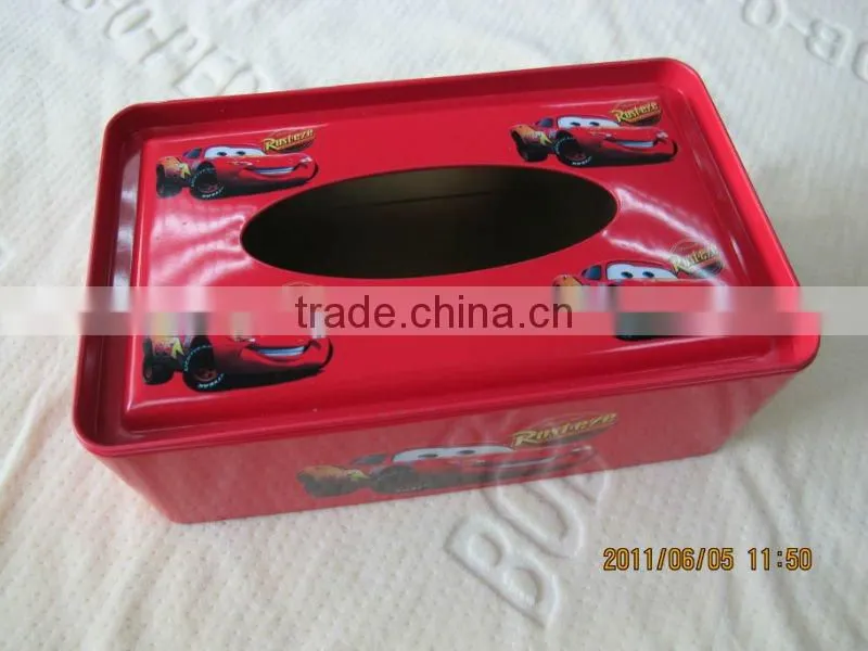 rectangular red size200*120*70mm thick clear window tissue tin box