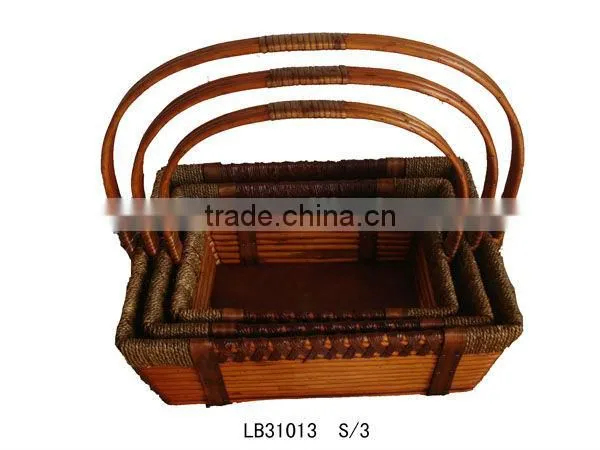 3set square/ mini/ wicker/ inexpensive/ wicker basket