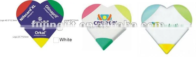 Multi color plastic mini highlighter pen/Multi color marker pen/Water writing pen/white color marker pen/heart shape highlighter