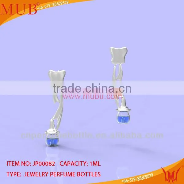 Glass Jewelry Silver Badge Shape Earring Glass Bottle