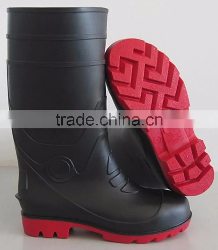 CE Certified Black PVC Safety Gumboots for Men S5