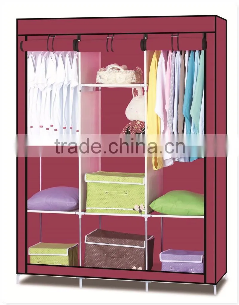 Single Canvas effect Wardrobe Clothes Storage Cabinet