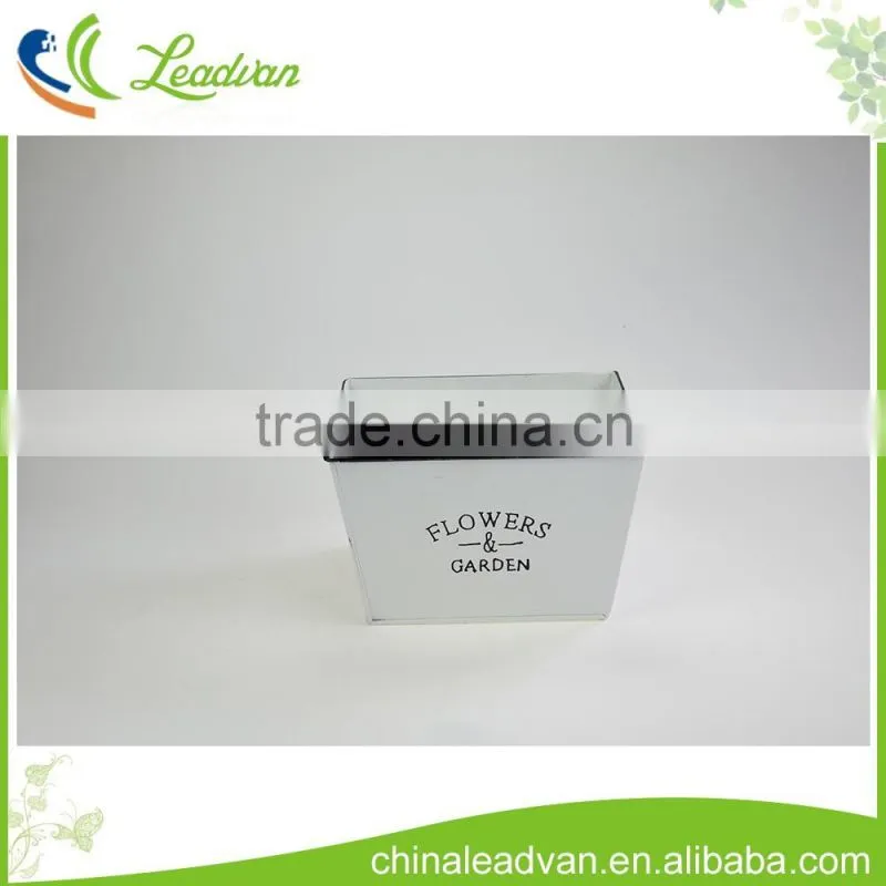 Wholesale reusable large white square galvanized metal flower pots and vases