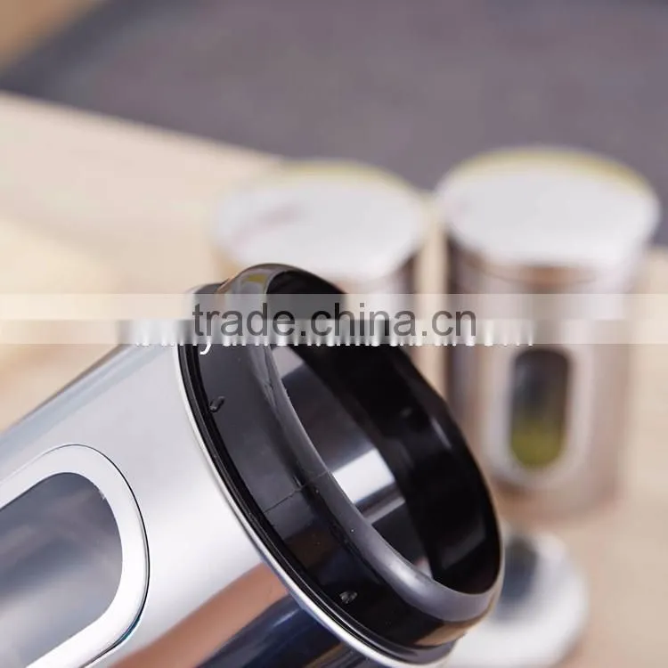 Custom Stainless Steel Tea Coffee Candy Storage Canister With Window