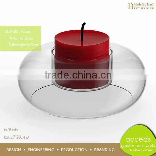 Small House Decorative Fancy Glass Round Candle Holder