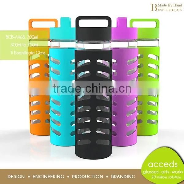 Custom Heat Resistant Glass Sport Drinking Bottle