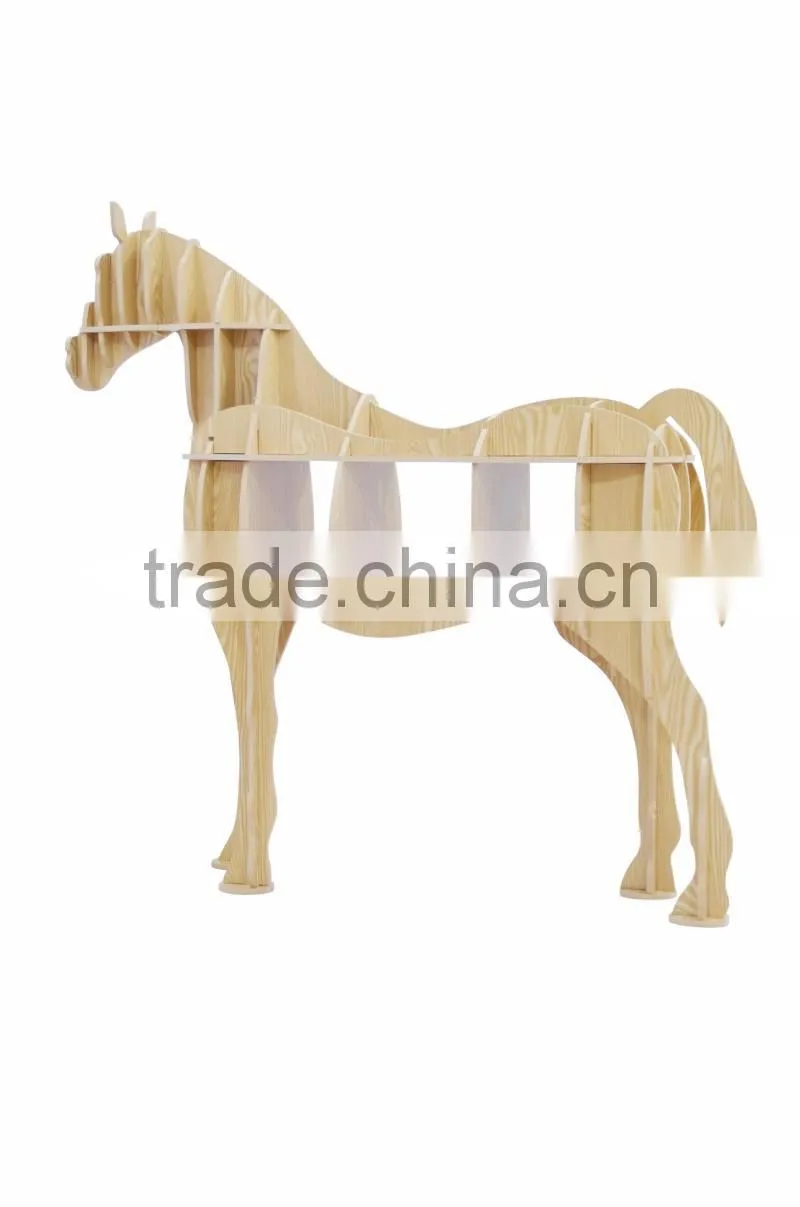 puzzle wood craft Horse table book shelves creative animal furniture