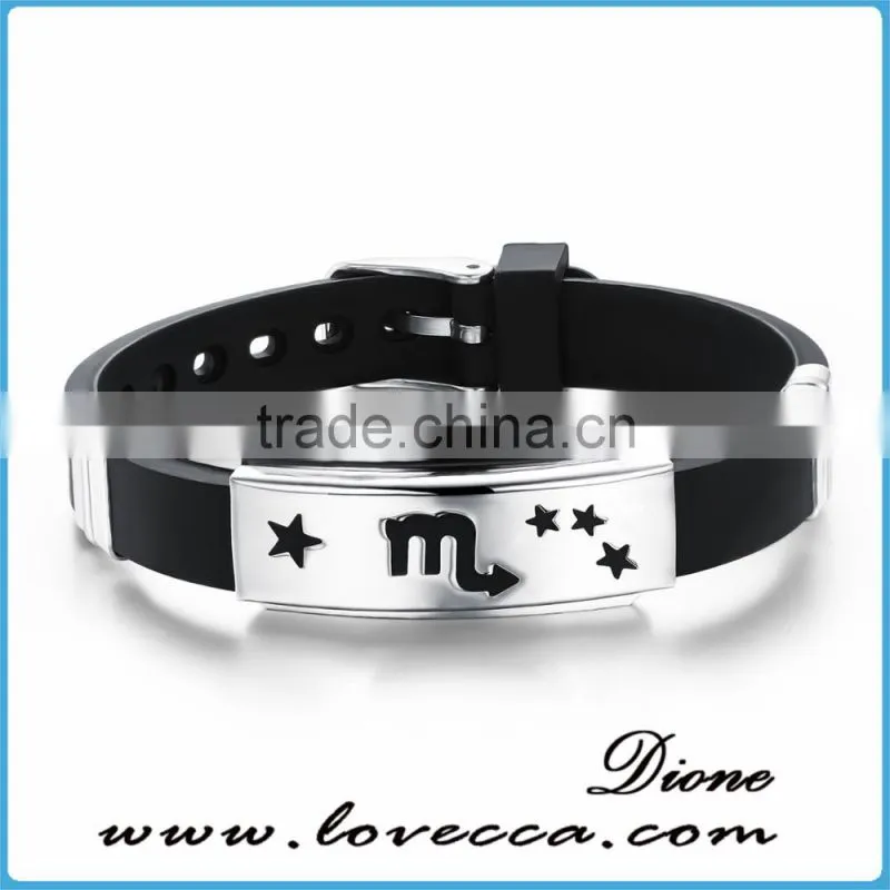 Charm Rubber Silicone Chain Gold Cross wristband bracelet for mens with stainless steel buckle