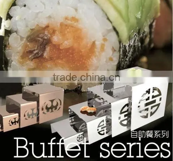 Stainless steel buffet sushi display shelf set
