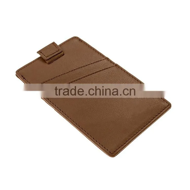 New design full grain leather slim pull tab leather credit card holder with RFID blocking