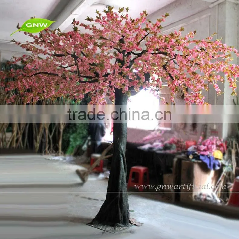 GNW BLS023 Artificial Peach Flowers Tree with pink color deractive home indoor use 7ft high