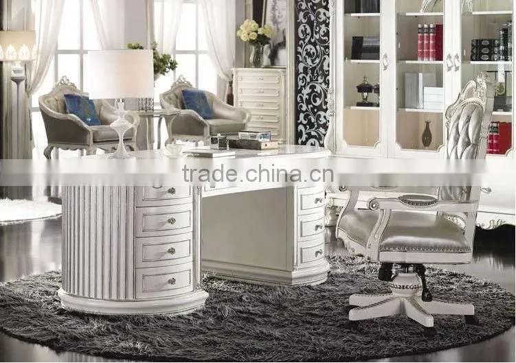 New French Classical Style Office furniture, Best Quality French Style Desk,Elegant Chair,Grand Bookcase(BG600089)