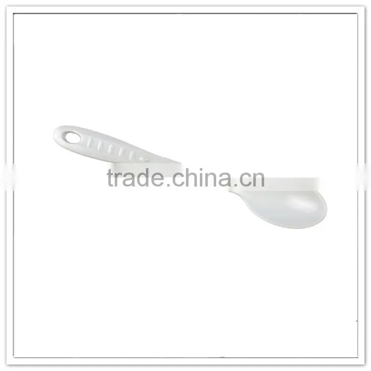 Daily use custom logo print accepted plain long white melamine plastic salad spoon