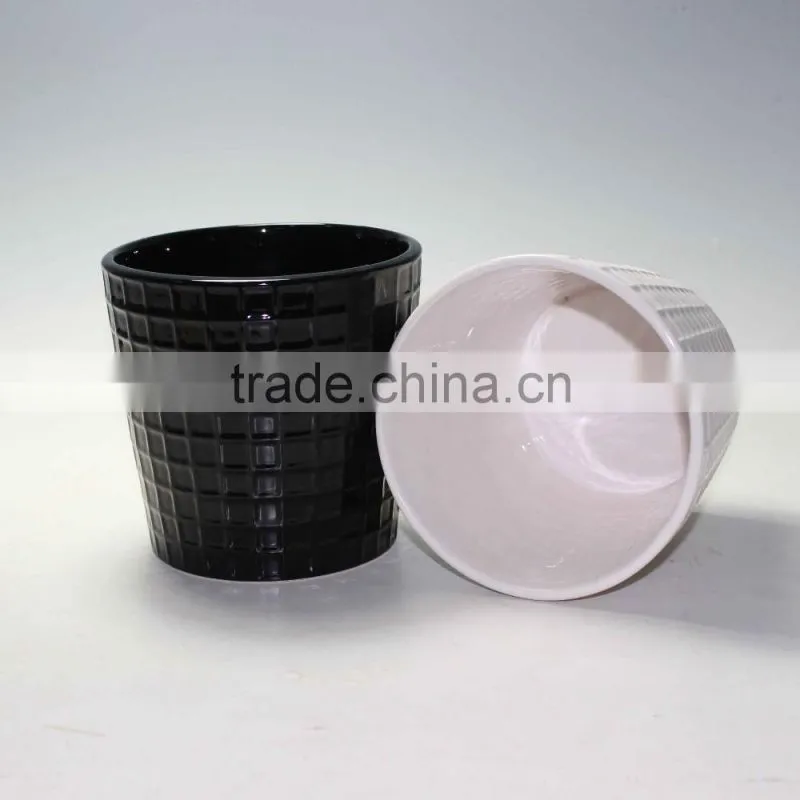White Ceramic Textured Flower Planter Pots