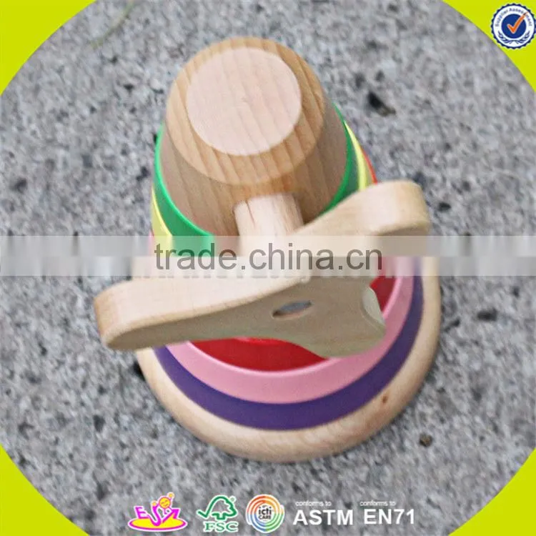 Wholesale funny kids wooden rainbow stacking blocks toy wonderful toddler wooden rainbow stacking blocks toy W13D110