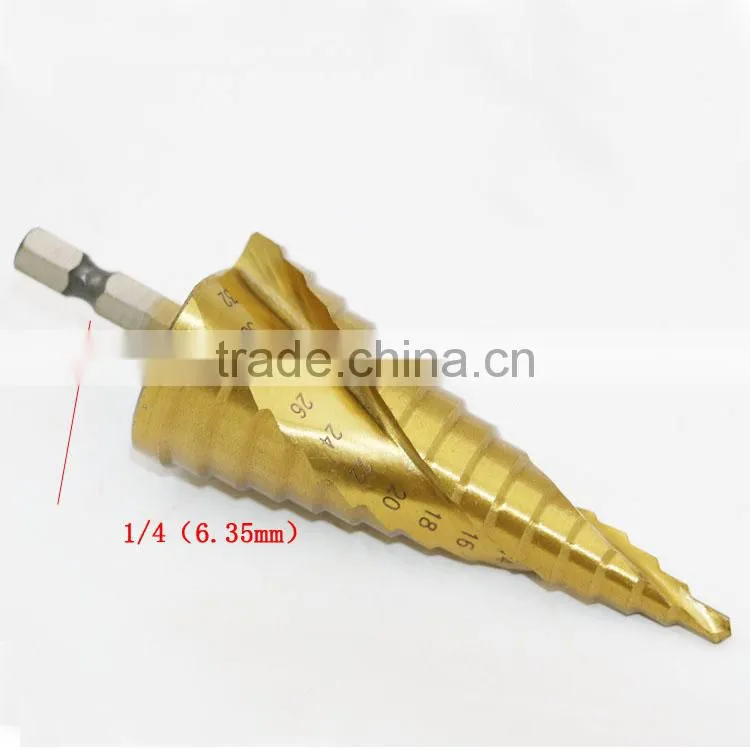 4-32mm Hex Shank TiN HSS Step Drill Bit