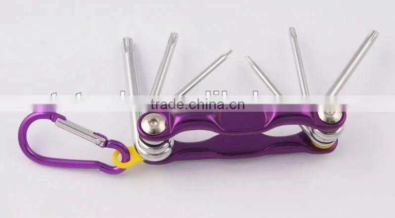 2014 new Stock pocket mini multi aluminium oxide promotion bike keychain tools 602-6