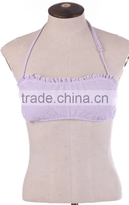 New Arrival Chevron Striped Seersucker Bandeau Top