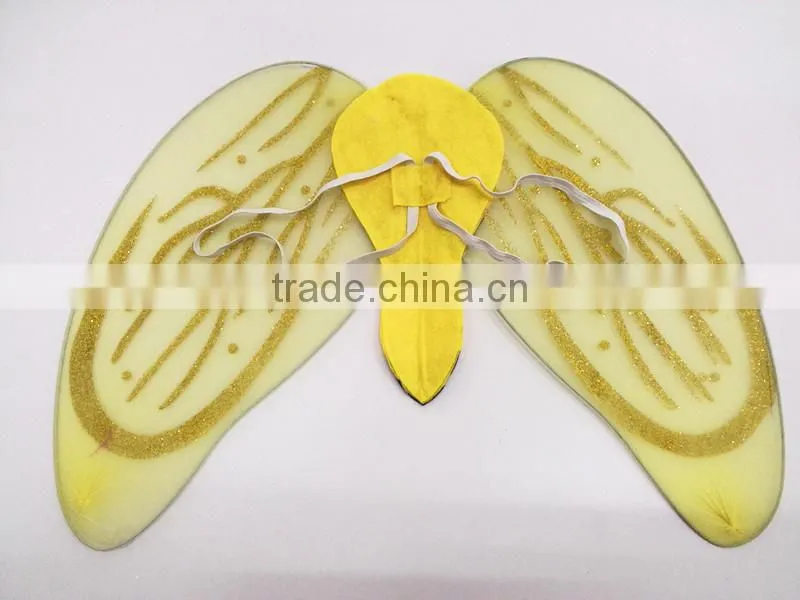 Factory outlet net yarn yellow bee pattern wholesale butterflt wings for sales